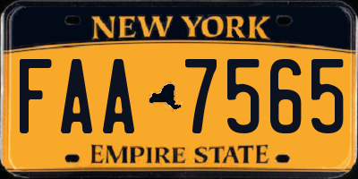 NY license plate FAA7565