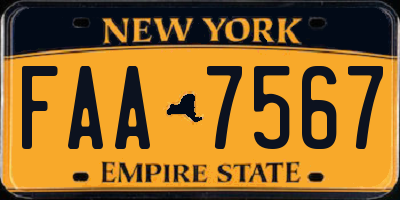 NY license plate FAA7567