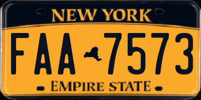 NY license plate FAA7573