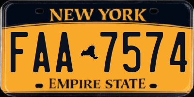 NY license plate FAA7574