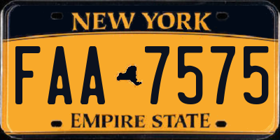 NY license plate FAA7575