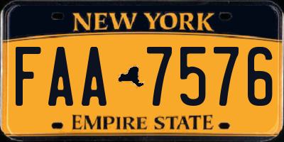 NY license plate FAA7576