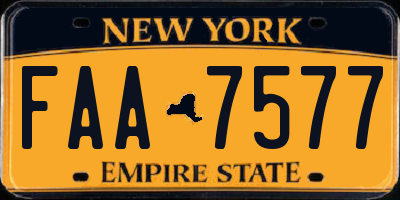 NY license plate FAA7577