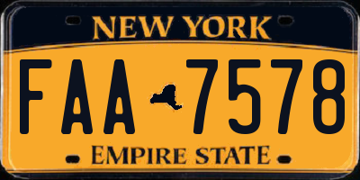 NY license plate FAA7578