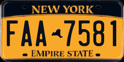 NY license plate FAA7581