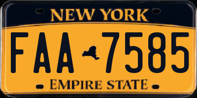 NY license plate FAA7585