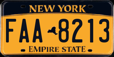 NY license plate FAA8213
