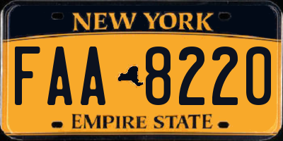 NY license plate FAA8220