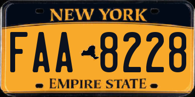 NY license plate FAA8228