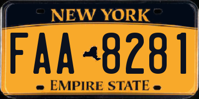 NY license plate FAA8281