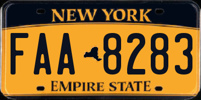 NY license plate FAA8283