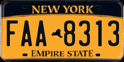 NY license plate FAA8313