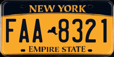NY license plate FAA8321