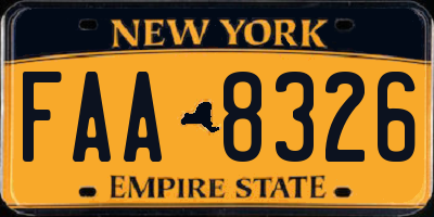 NY license plate FAA8326