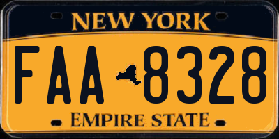 NY license plate FAA8328