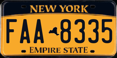 NY license plate FAA8335