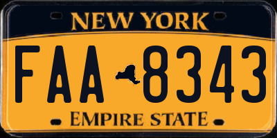 NY license plate FAA8343
