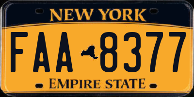 NY license plate FAA8377