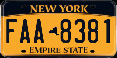 NY license plate FAA8381
