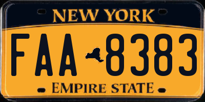 NY license plate FAA8383