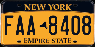 NY license plate FAA8408