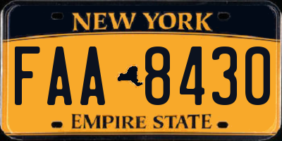 NY license plate FAA8430