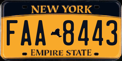 NY license plate FAA8443