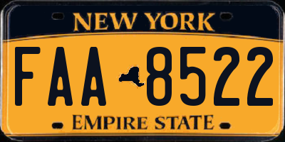 NY license plate FAA8522