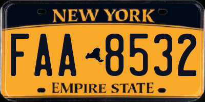 NY license plate FAA8532