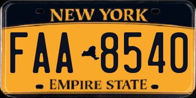 NY license plate FAA8540