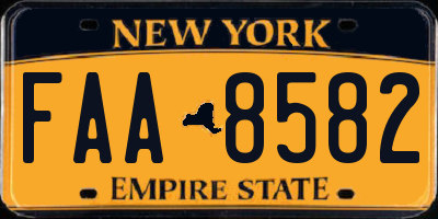 NY license plate FAA8582