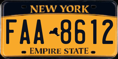 NY license plate FAA8612