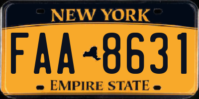NY license plate FAA8631