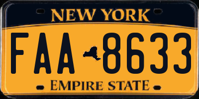 NY license plate FAA8633