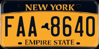 NY license plate FAA8640