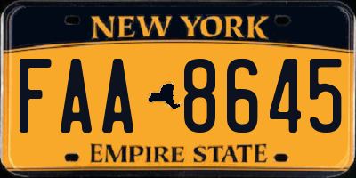 NY license plate FAA8645