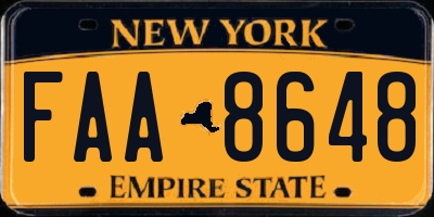 NY license plate FAA8648