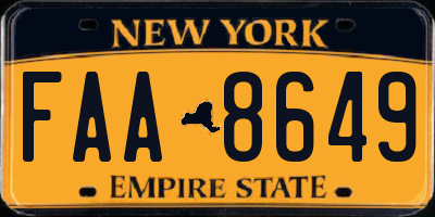 NY license plate FAA8649