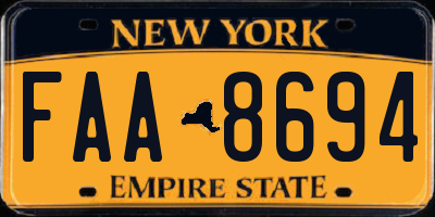 NY license plate FAA8694