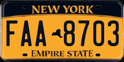 NY license plate FAA8703