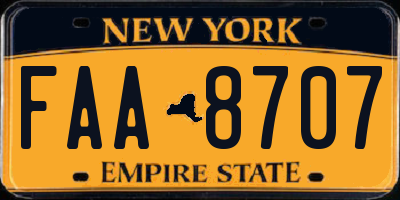 NY license plate FAA8707