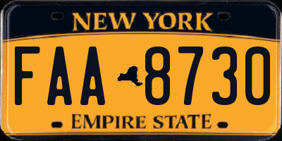 NY license plate FAA8730