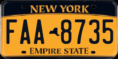NY license plate FAA8735