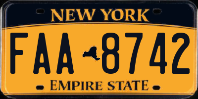 NY license plate FAA8742