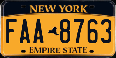 NY license plate FAA8763