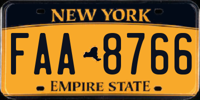 NY license plate FAA8766