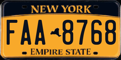 NY license plate FAA8768