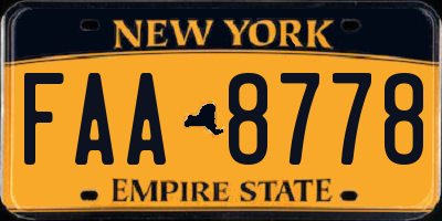 NY license plate FAA8778