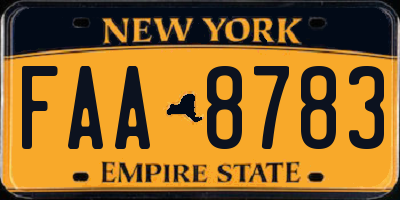NY license plate FAA8783