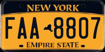 NY license plate FAA8807
